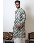 Navratri Cotton Floral Print Kurta In Pista Green Navratri Cotton Floral Print Kurta In Pista Green