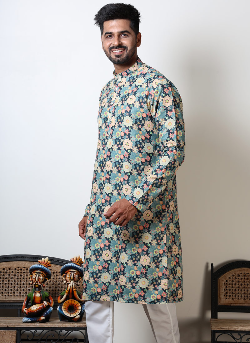 Navratri Cotton Floral Print Kurta In Pista Green Navratri Cotton Floral Print Kurta In Pista Green