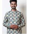 Navratri Cotton Floral Print Kurta In Pista Green Navratri Cotton Floral Print Kurta In Pista Green