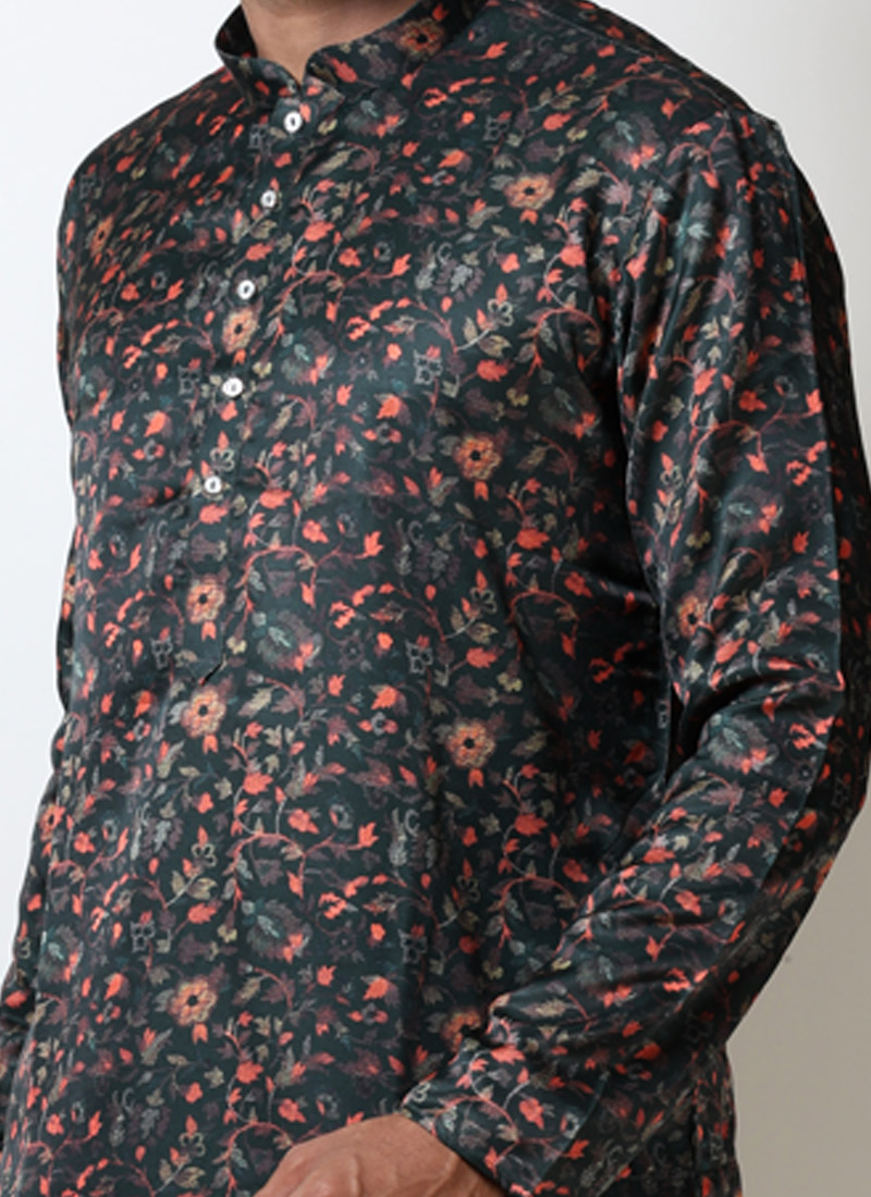 Floral Print Knee Length Cotton Kurta For Navratri Festival