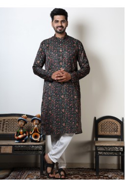Floral Print Knee Length Cotton Kurta For Navratri Festival