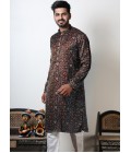 Maroon Cotton Floral Mens Kurta For Navratri 2024 Maroon Cotton Floral Mens Kurta For Navratri 2024