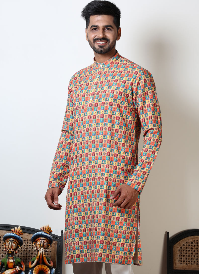 Multicolor Exclusive Cotton Printed Kurta For Mens Multicolor Exclusive Cotton Printed Kurta For Mens