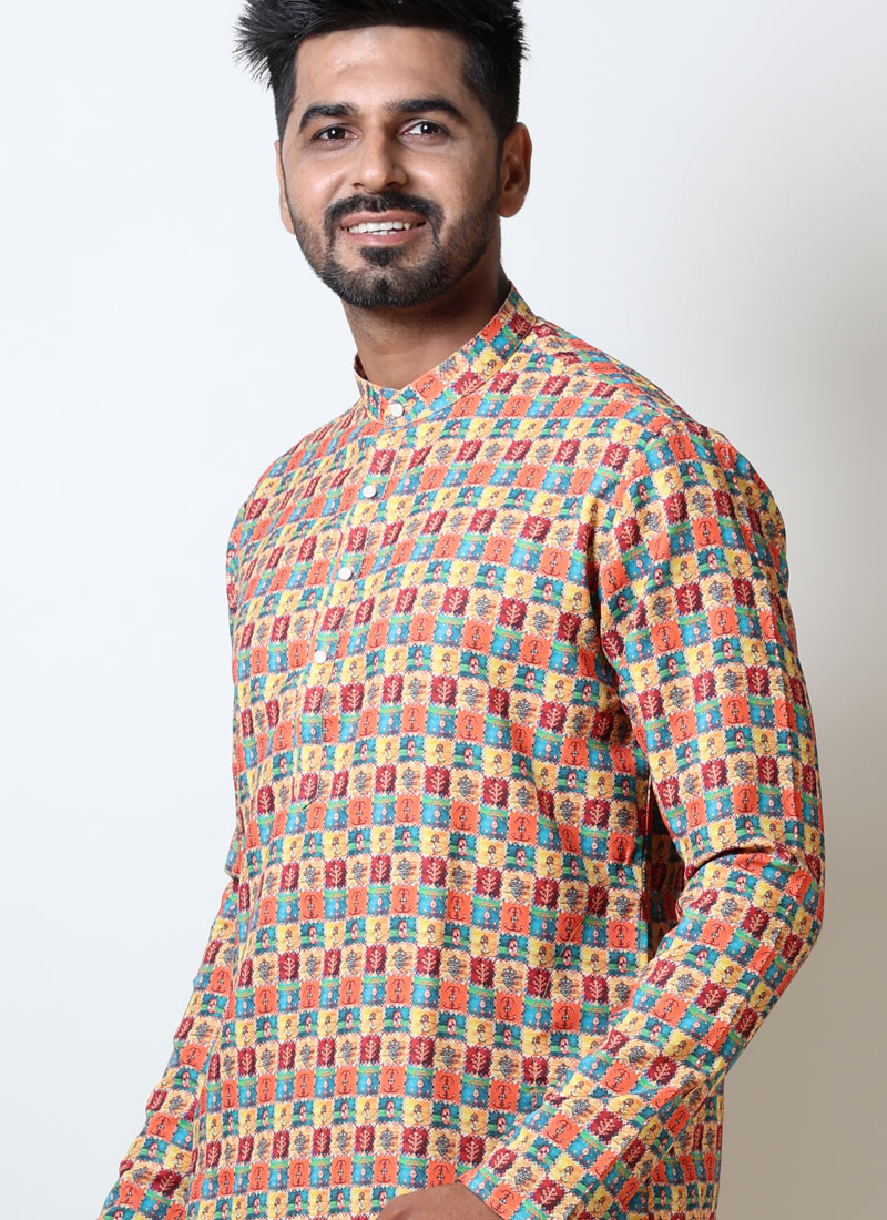 Multicolor Exclusive Cotton Printed Kurta For Mens Multicolor Exclusive Cotton Printed Kurta For Mens