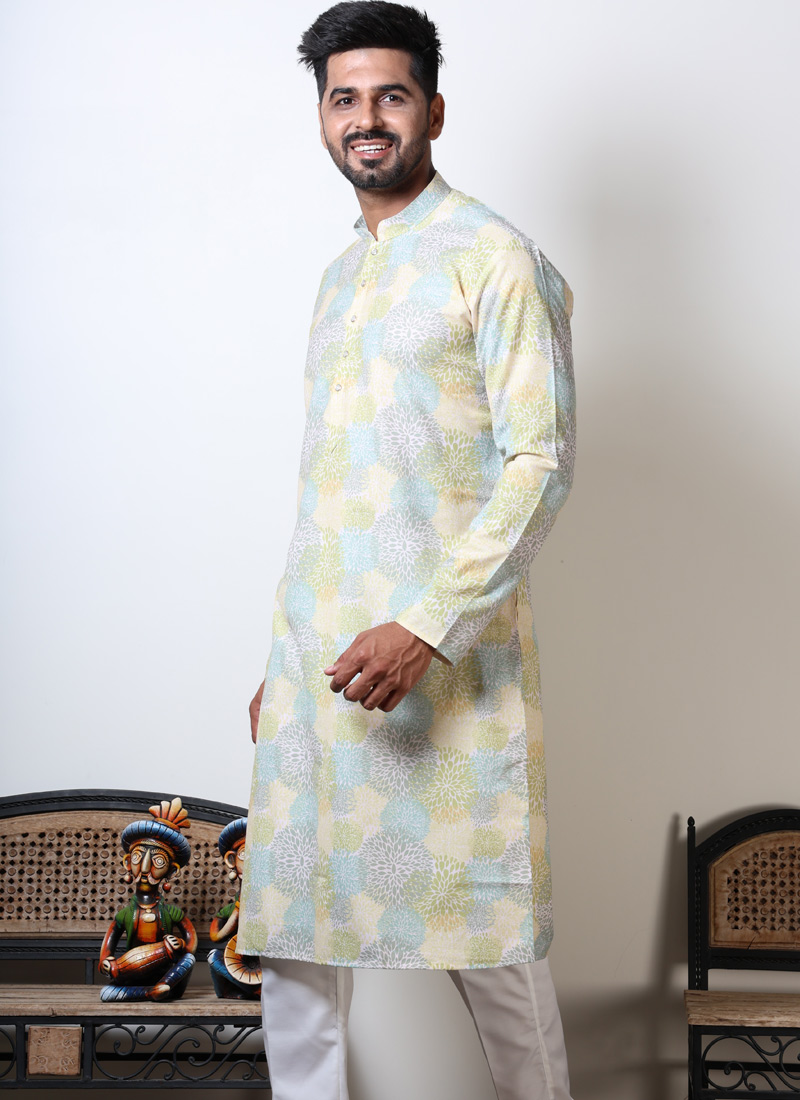 Cotton Viscose Printed Navratri Festival Kurta For Men Cotton Viscose Printed Navratri Festival Kurta For Men