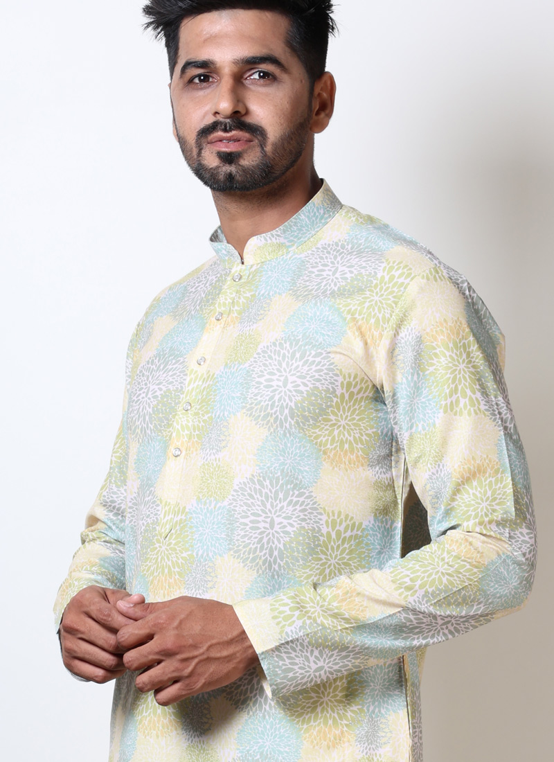 Cotton Viscose Printed Navratri Festival Kurta For Men Cotton Viscose Printed Navratri Festival Kurta For Men