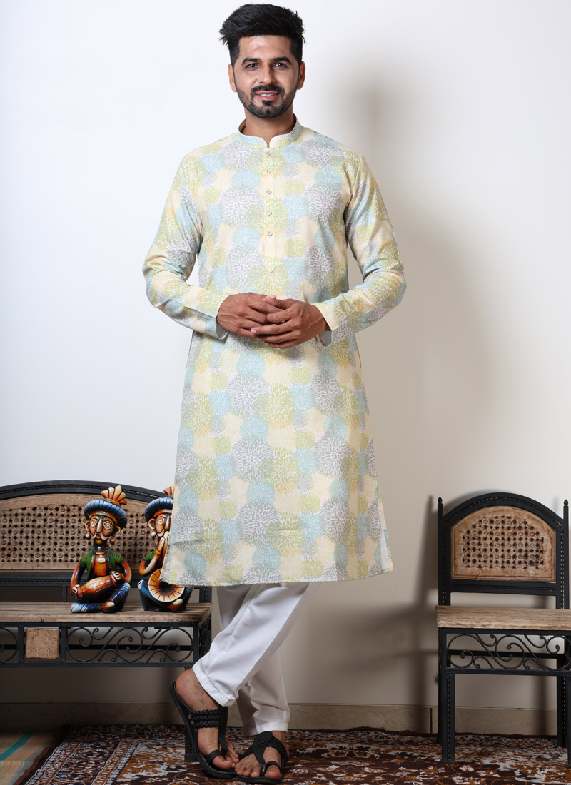 Cotton Viscose Printed Navratri Festival Kurta For Men Cotton Viscose Printed Navratri Festival Kurta For Men
