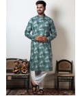 Slate Grey Vantara Print Gujarati Garba Kurta For Mens Slate Grey Vantara Print Gujarati Garba Kurta For Mens