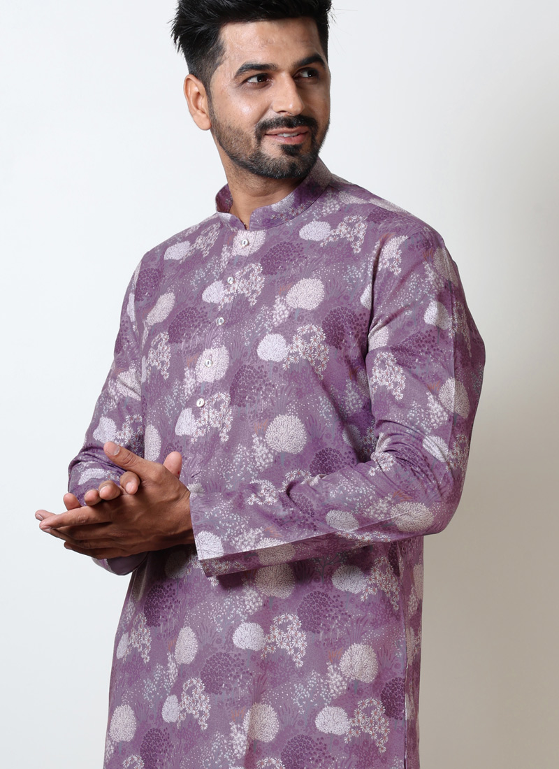 Onion Pink Vantara Print Navratri Wear Kurta
