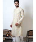 Yellow Cotton Viscose Vantara Print Navratri Kurta For Mens Yellow Cotton Viscose Vantara Print Navratri Kurta For Mens
