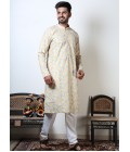 Yellow Cotton Viscose Vantara Print Navratri Kurta For Mens Yellow Cotton Viscose Vantara Print Navratri Kurta For Mens