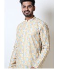 Yellow Cotton Viscose Vantara Print Navratri Kurta For Mens Yellow Cotton Viscose Vantara Print Navratri Kurta For Mens