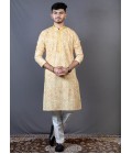 Yellow Lakhnavi Party Wear Kafni Pajama Yellow Lakhnavi Party Wear Kafni Pajama