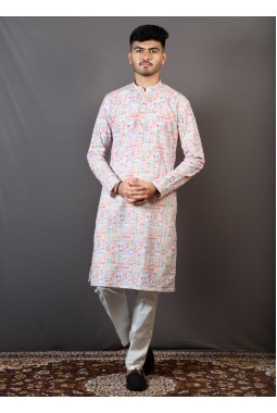 Multicolor Lakhnavi Festival Wear Kafni Pajama