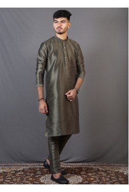 Green Art Silk Festival Wear Kafni Pajama