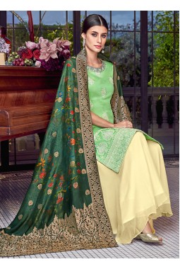 Green Silk Wedding Embroidered Sharara Suit